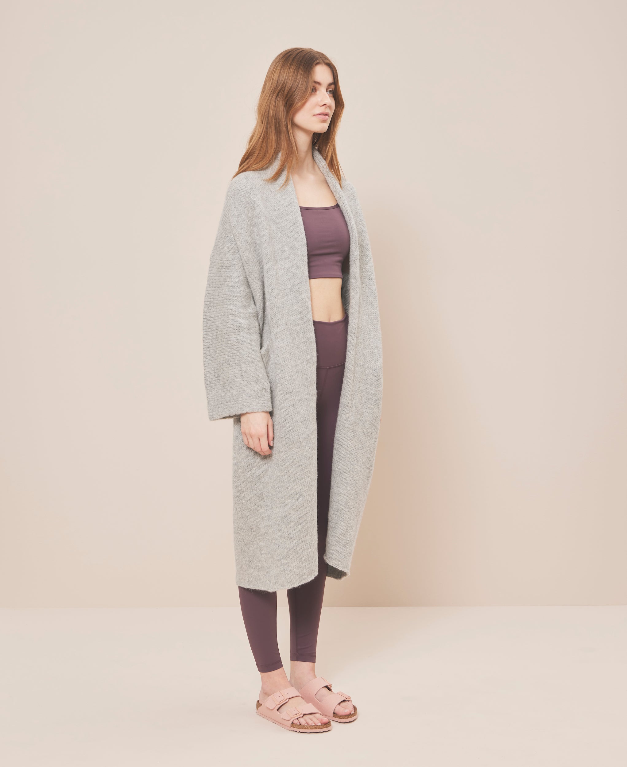 Beyond Yoga Convertible Cardigan in Mid Heather Grey